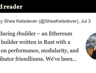 RBUILDER - Un constructeur de blocs Ethereum écrit en Rust