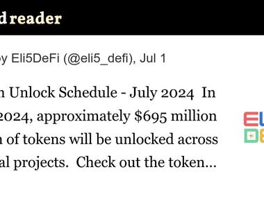 Calendrier de déverrouillage des jetons de juillet 2024