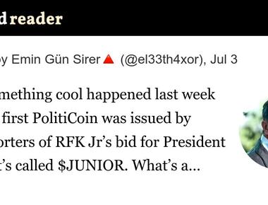 Le fondateur d'AVAX sur la genèse des Politicoins